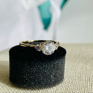 Three Stone 1.0Ct CZ Gold Ring CZ